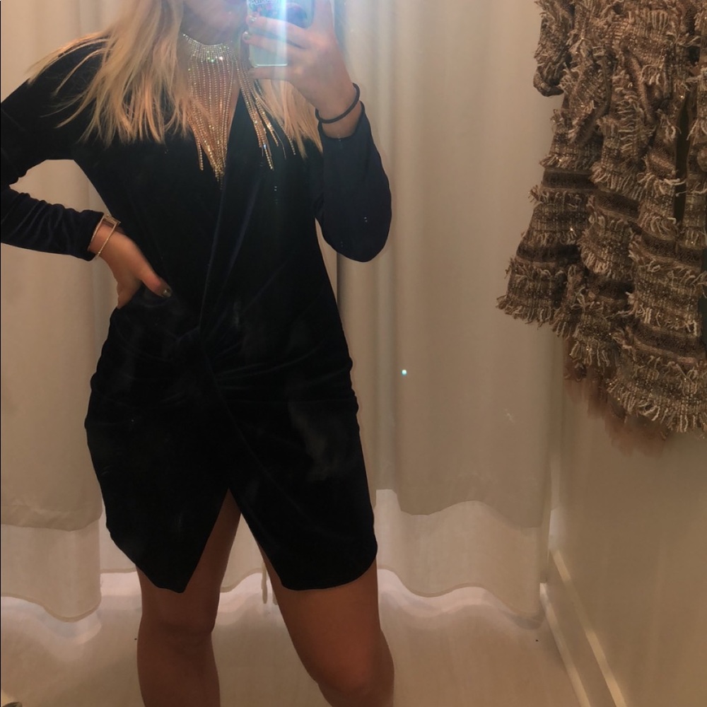 Navy velvet dress